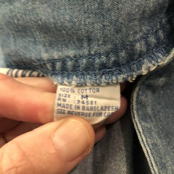 Mississippi River Blues Denim Shirt Womens Medium Embroidered Flowers Vintage M - Picture 7 of 8